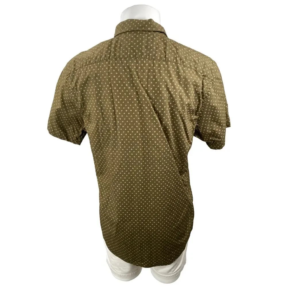 Banana Republic Stretch Soft Wash Mens Olive Green Slim Button Up Shirt Top Sz L